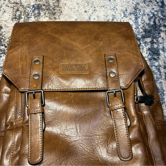Montana West x Wrangler Brown Vegan Leather Laptop Backpack main image 14